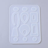 Earring Pendant Silicone Molds, Resin Casting Molds, For UV Resin, Epoxy Resin Jewelry Making, Mixed Shapes, White, 156x122x4mm, Hole: 1.5mm