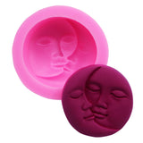 5 pc Sun and Moon Face Silicone Molds, Fondant Molds, For DIY Cake Decoration, Candy, Soap, Hot Pink, 90x30mm, Inner Diameter: 69.5mm