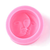 5 pc Sun and Moon Face Silicone Molds, Fondant Molds, For DIY Cake Decoration, Candy, Soap, Hot Pink, 90x30mm, Inner Diameter: 69.5mm