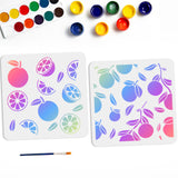Fruit Pattern Drawing Painting Stencils with 1Pc Art Paint Brushes