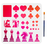 Chess Pattern Drawing Painting Stencils with Paint Brush