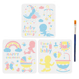 Baby Pattern Drawing Painting Stencils with Paint Brush