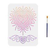 Heart Pattern Drawing Painting Stencils with Paint Brush