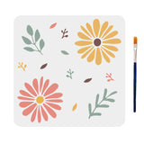 Flower Pattern Drawing Painting Stencils with 1Pc Art Paint Brushes