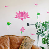 Lotus Pattern Drawing Painting Stencils with Brushe and Cardboard Paper