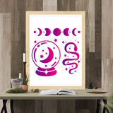 Moon Pattern Drawing Painting Stencils with Paint Brush