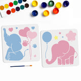 Elephant Pattern Drawing Painting Stencils with Paint Brush