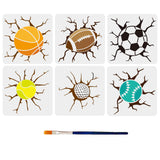 Sports Themed Pattern Drawing Painting Stencils with Paint Brush