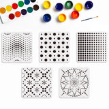 Polka Dot Pattern Drawing Painting Stencils with 1Pc Art Paint Brushes