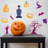 Halloween Themed Drawing Painting Stencils with 1Pc Art Paint Brushes