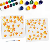 Autumn Theme Drawing Painting Stencils with 1Pc Art Paint Brushes