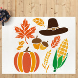 Autumn Theme Drawing Painting Stencils with 1Pc Art Paint Brushes