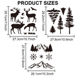 Mountain Forest Deer Drawing Painting Stencils with 1Pc Art Paint Brushes