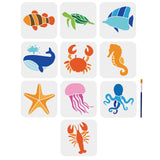 Ocean Sea Animal Drawing Painting Stencils with Paint Brush