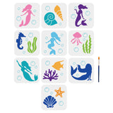 Mermaid Drawing Painting Stencils with 1Pc Art Paint Brushes