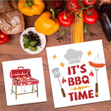 Barbecue Drawing Painting Stencils with 1Pc Art Paint Brushes