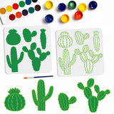 Cactus Drawing Painting Stencils with 1Pc Art Paint Brushes