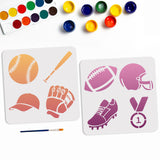 Sports Drawing Painting Stencils with 1Pc Art Paint Brushes
