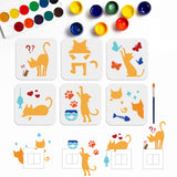 Cat Shape Drawing Painting Stencils with Paint Brush