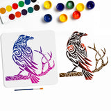 Raven Drawing Painting Stencils with 1Pc Art Paint Brushes