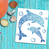Dolphin Drawing Painting Stencils with Paint Brush