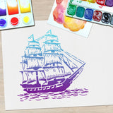 Sailboat Drawing Painting Stencils with Paint Brush