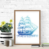 Sailboat Drawing Painting Stencils with Paint Brush