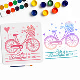 Bicycle Drawing Painting Stencils with 1Pc Art Paint Brushes