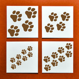 Paw Print Drawing Painting Stencils with 1Pc Art Paint Brushes