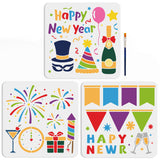 New Year Drawing Painting Stencils with 1Pc Art Paint Brushes