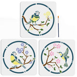 Bird Drawing Painting Stencils with 1Pc Art Paint Brushes