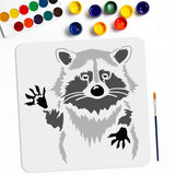 Raccoon Drawing Painting Stencils with 1Pc Art Paint Brushes