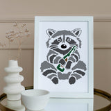 Raccoon Drawing Painting Stencils with Paint Brush