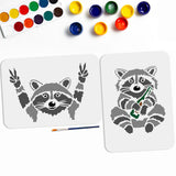 Raccoon Drawing Painting Stencils with Paint Brush