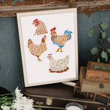 Rooster Drawing Painting Stencils with 1Pc Art Paint Brushes