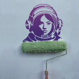 Astronaut Theme Drawing Painting Stencils with 1Pc Art Paint Brushes
