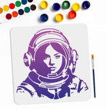 Astronaut Theme Drawing Painting Stencils with 1Pc Art Paint Brushes