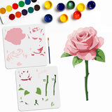 Flower Drawing Painting Stencils with 1Pc Art Paint Brushes