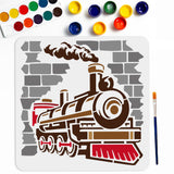 Train Drawing Painting Stencils, with 1Pc Art Paint Brushes