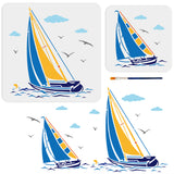 Ship Drawing Painting Stencils with 1Pc Art Paint Brushes, 2pcs/set