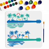Guitar Drawing Painting Stencils, Beach with 1pc Art Paint Brushes