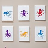 Drawing Painting Stencils, Octopus, with 1Pc Art Paint Brushes, 2pcs/set