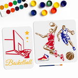 Drawing Painting Stencils, Moon, with 1Pc Art Paint Brushes, Basketball, 2pcs/set