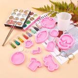 DIY Keychain Making, with Pendant Silicone Molds, Nail Art Sequins/Paillette, UV Gel Nail Art Tinfoil, Faux Suede Tassel Pendant, Alloy Split Key Rings, Mixed Color, 42x37x8mm, Hole: 2.5mm, Inner Diameter: 37mm