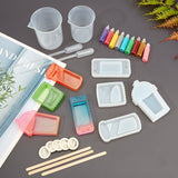 DIY Quicksand Silicone Molds Kits, Shaker Molds, Include Birch Wooden Craft Ice Cream Sticks and Plastic Transfer Pipettes, Latex Finger Cots, Plastic Measuring Cup, Glass Nail Art Glitter Sequins, White, 78x47x14.5mm, Inner Diameter: 43x74mm, 1pc