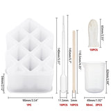 DIY Lipstick Storage Box Silicone Molds Kits, Include Birch Wooden Craft Ice Cream Sticks and Plastic Transfer Pipettes, Latex Finger Cots, Plastic Measuring Cup, White, 140x90x54mm, Inner Diameter: 11x17mm and 24x24mm, 1pc