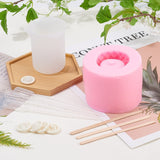 Owl Shape Silicone Molds Kits, with Birch Wooden Ice Cream Sticks, Latex Finger Cots, Plastic Dropper, Pink, 80.5x61.5mm, Inner Diameter: 46.5mm