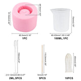 Owl Shape Silicone Molds Kits, with Birch Wooden Ice Cream Sticks, Latex Finger Cots, Plastic Dropper, Pink, 80.5x61.5mm, Inner Diameter: 46.5mm