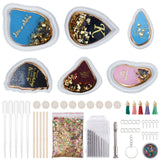 DIY Keychain Silicone Molds Making Kits, Plastic Transfer Pipettes, Plastic Sequins Chip, Faux Suede Tassel Pendants, Iron Screw Eye Pin Peg Bails, Birch Wooden Craft Ice Cream Sticks