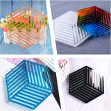 Hollow Hexagon DIY Cup Mats Silicone Molds, Resin Casting Molds, For UV Resin, Epoxy Resin Craft Making, with Plastic Findings, Nail Art Sequins, Mixed Color, 139x158x12.5mm